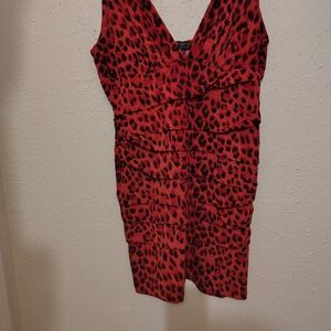 Forever 21 Red and Black Leopard Print Dress